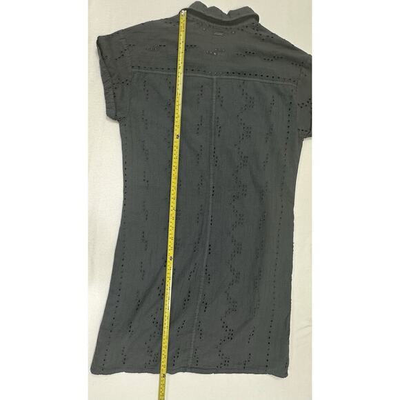 prAna Women's Dress Ladyland Short Sleeve Cotton Boho Eyelet Gray Sz Small EUC!! - Picture 9 of 10